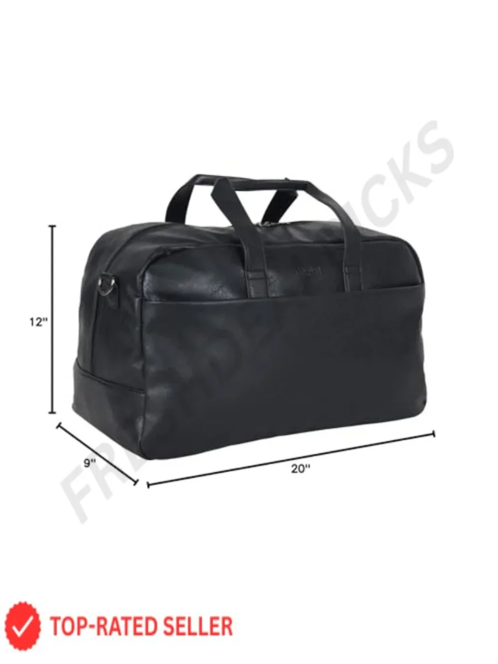 Vegan Leather Duffel Bag with Trolley Sleeve, 55L Travel Carry-On